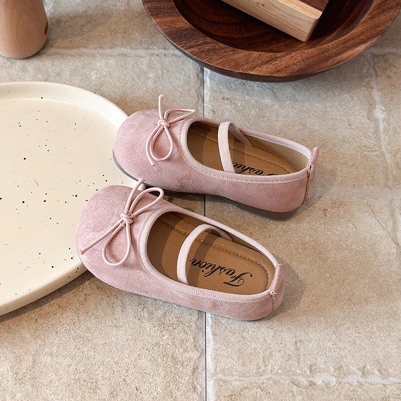 Girls Bowknot Flat Mary Jane Shoes 2026 New Kids Princess Leather Dress Shoes Lightweight Casual School Students 3-14 Years