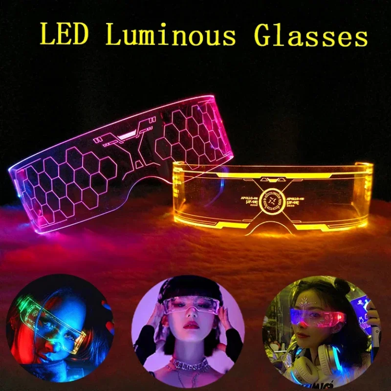 7 Modes Festival LED Luminous GlassesNeon Light Up Visor Eyeglasses Colorful Grow Goggles Bar Party Decor Christmas Halloween