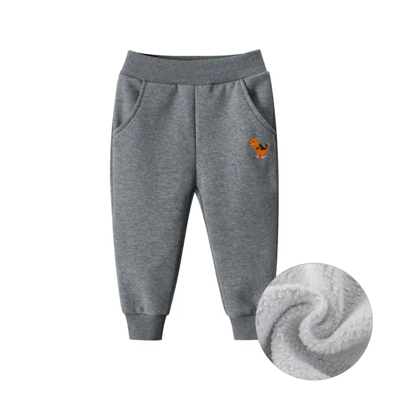 OVTRB Kids Fleece Sweatpants Boys Children Long Pants Toddler Boys Dinosaur Embroidered Warm Pull on Sports Joggers Pants