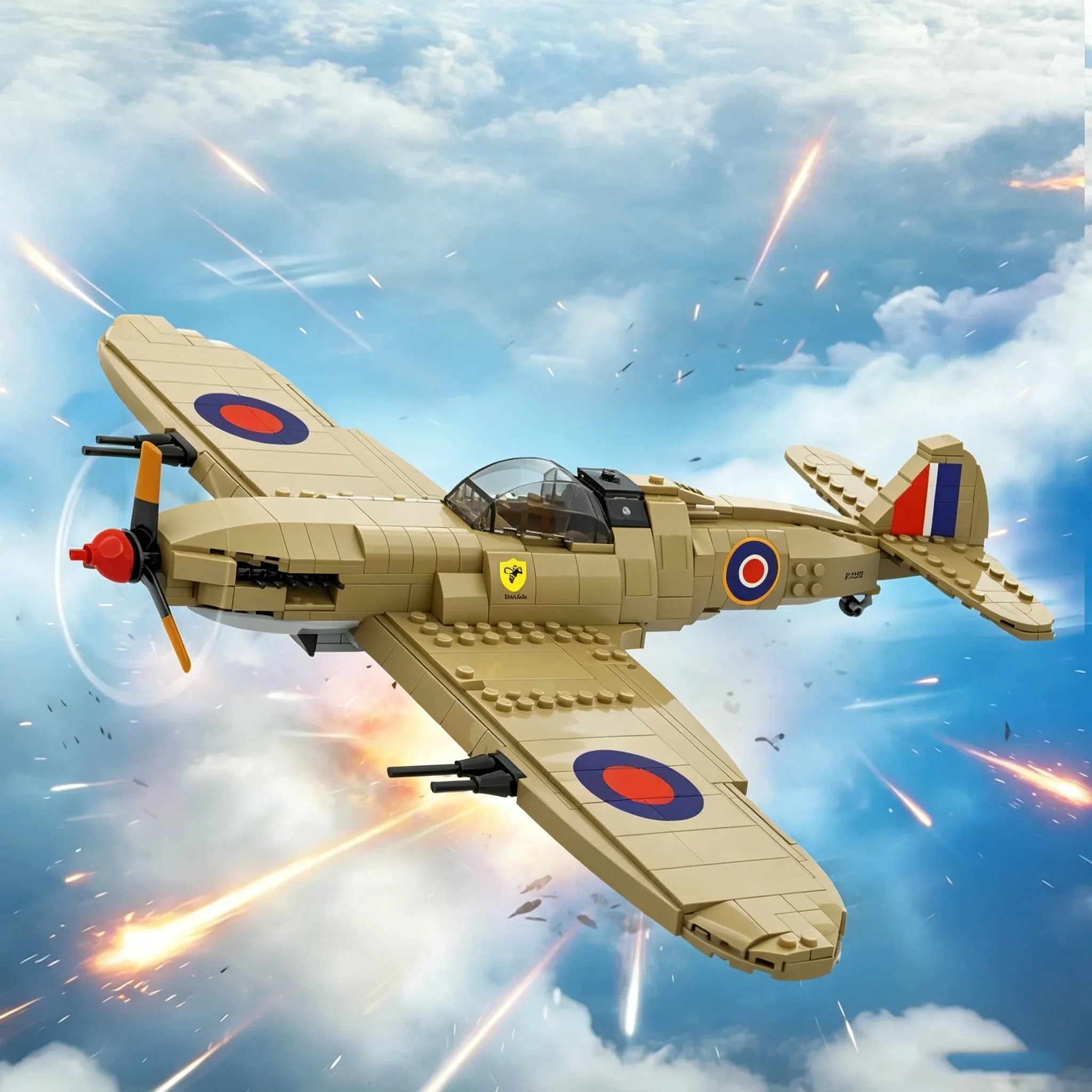 WWII Supermarine Spitfire Fighter 586PCS Building Blocks RAF Military Plane Model Adult Collectible Brick Toy For Military Fans view 4