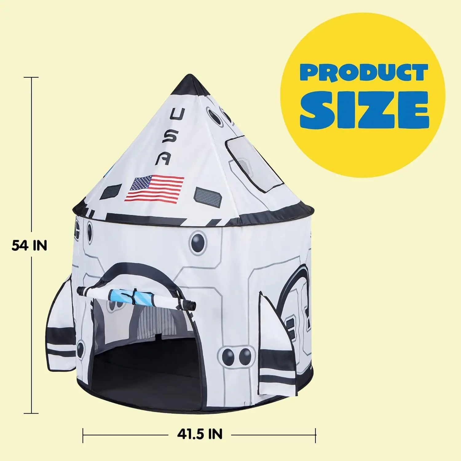 JOYFY Tenda da gioco per nave a razzo Tenda da gioco pop-up per bambini Set di tende da gioco per astronave per interni ed esterni