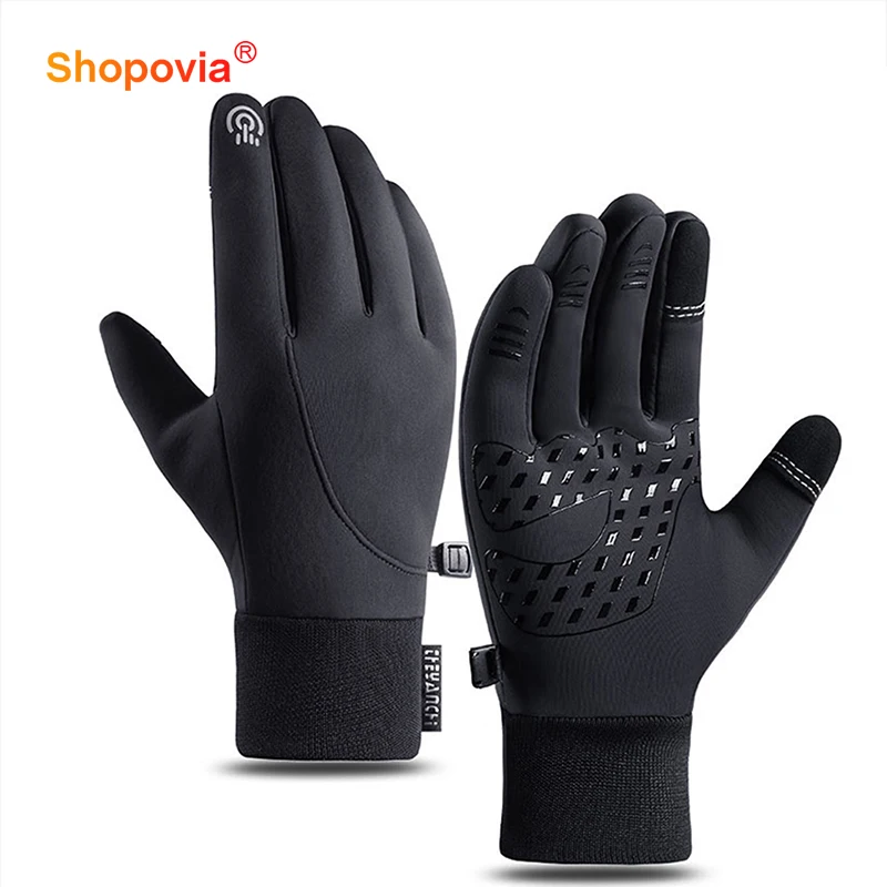 Waterproof Cycling Gloves Winter Touch Screen Bicycle Gloves Outdoor Scooter Riding Motorcycle Bicycle Gloves Warm Winter Bike