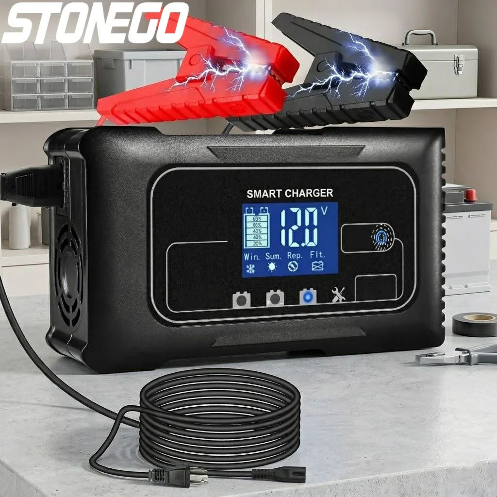 

12V 24V 20A LCD Battery Charger Pulse Repair for ATV Motorcycle Lead Acid AGM Gel Lithium Batteries