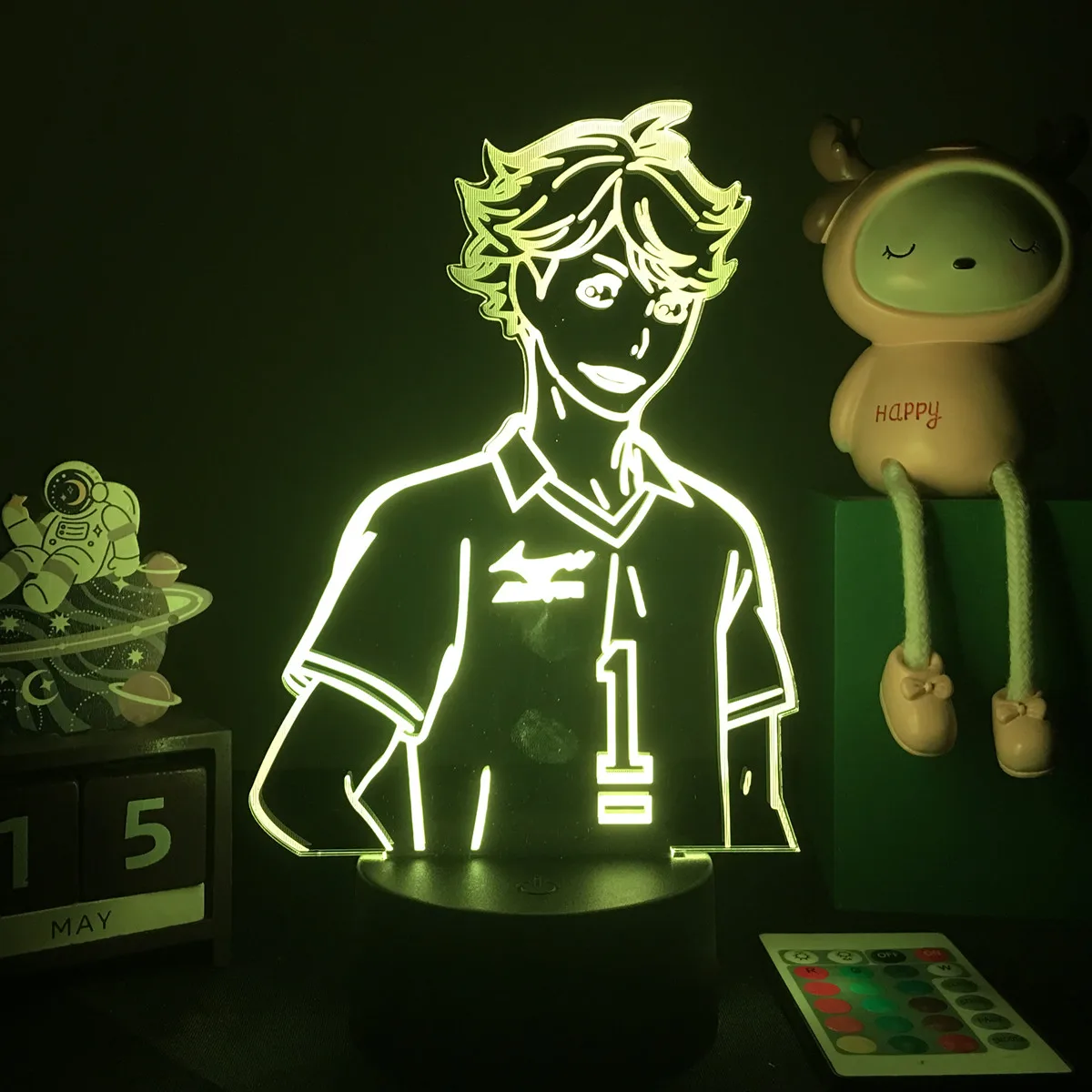 Acrylic 3D Night Light Anime Haikyuu Shoyo Hinata Figure for Kids Bedroom Decor Acrylic Stand Cool Manga Gadget Child Table Lamp