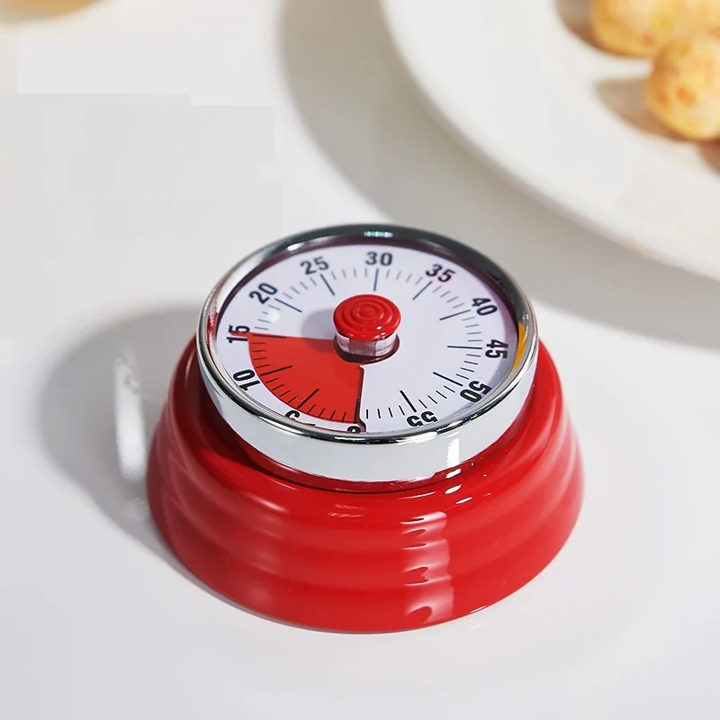 الفولاذ المقاوم للصدأ المطبخ الموقت 1 ساعة مع المغناطيس الميكانيكية مؤقت تنازلي تذكير للخبز الجذب المغناطيسي #6