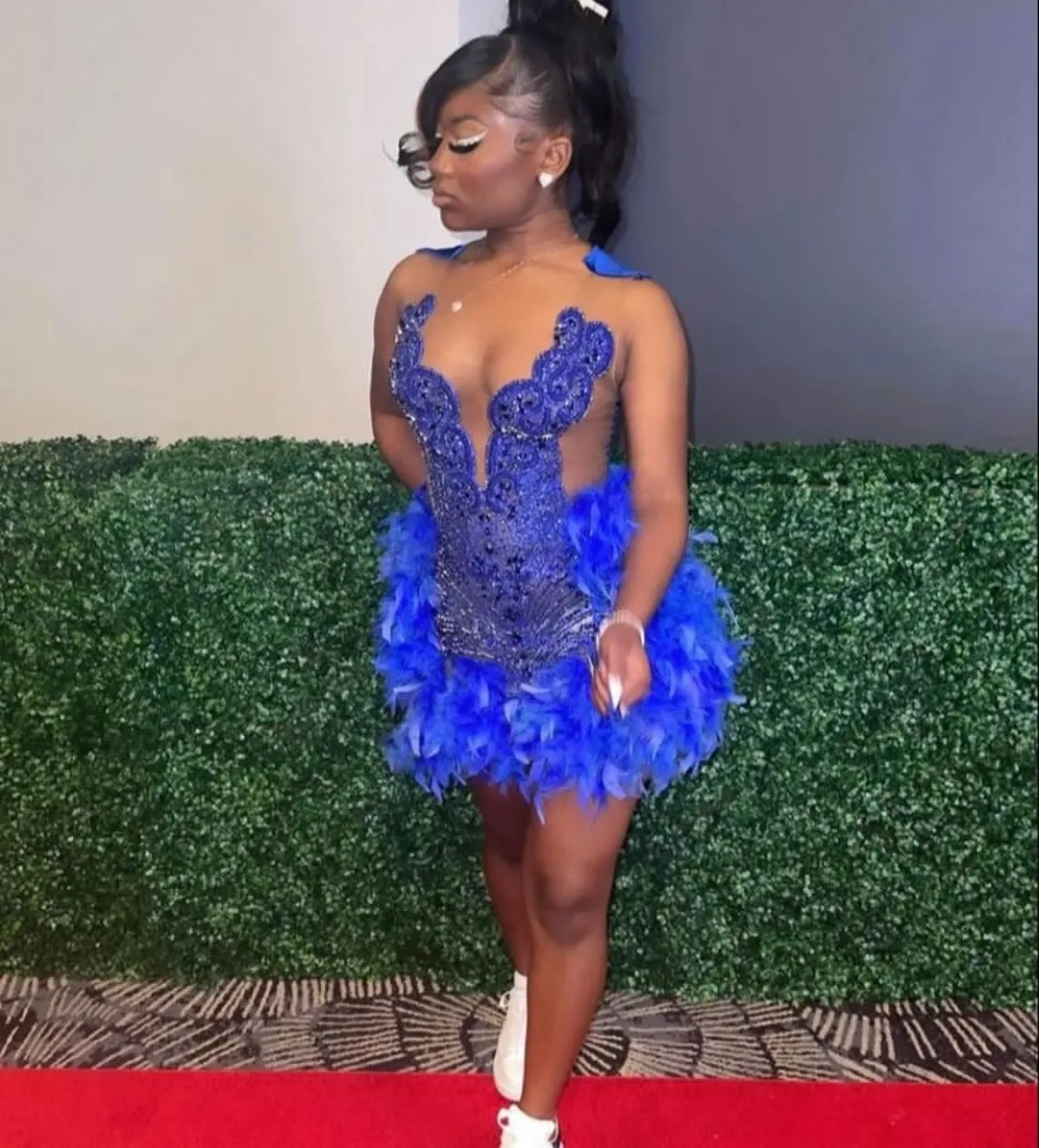 فساتين كوكتيل أفريقية للنساء من ريش الأزرق الملكي مطرز لحفلات أعياد الميلاد فستان قصير أسود للفتيات لحضور الحفلات الموسيقية وحفلات العودة للوطن حسب الطلب