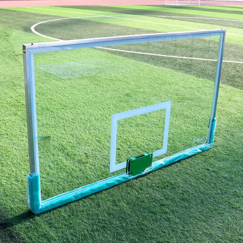 

Outdoor Adult Basketball Rack 1.2mm Thick Blue Tempered Glass Backboard No Hoop Included Standard Court Gear