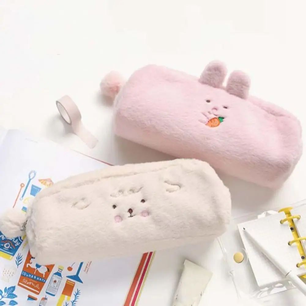 

Kawaii Rabbit Plush Cat Pencil Case Bear Cartoon Stationery Bag Sheep Organizer Animal Pen Bag Desk Storage