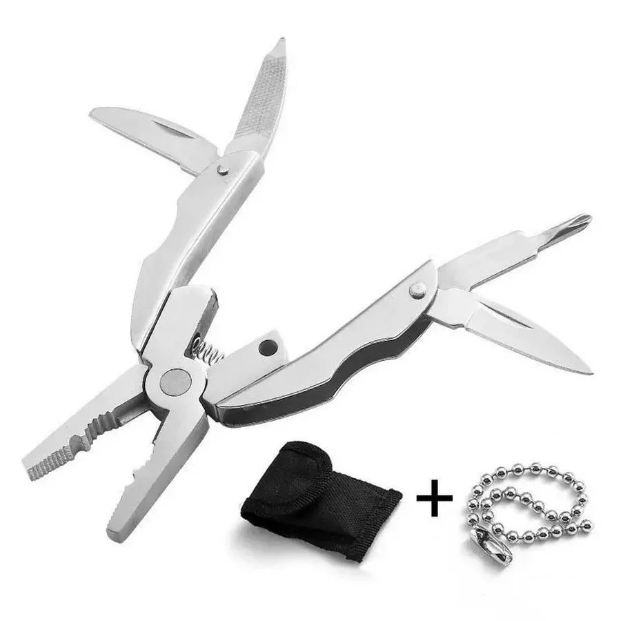 Stainless Steel Multi-Tool Key Chain EDC Portable Folding Screwdriver Pliers Outdoor Camping Survival Gift