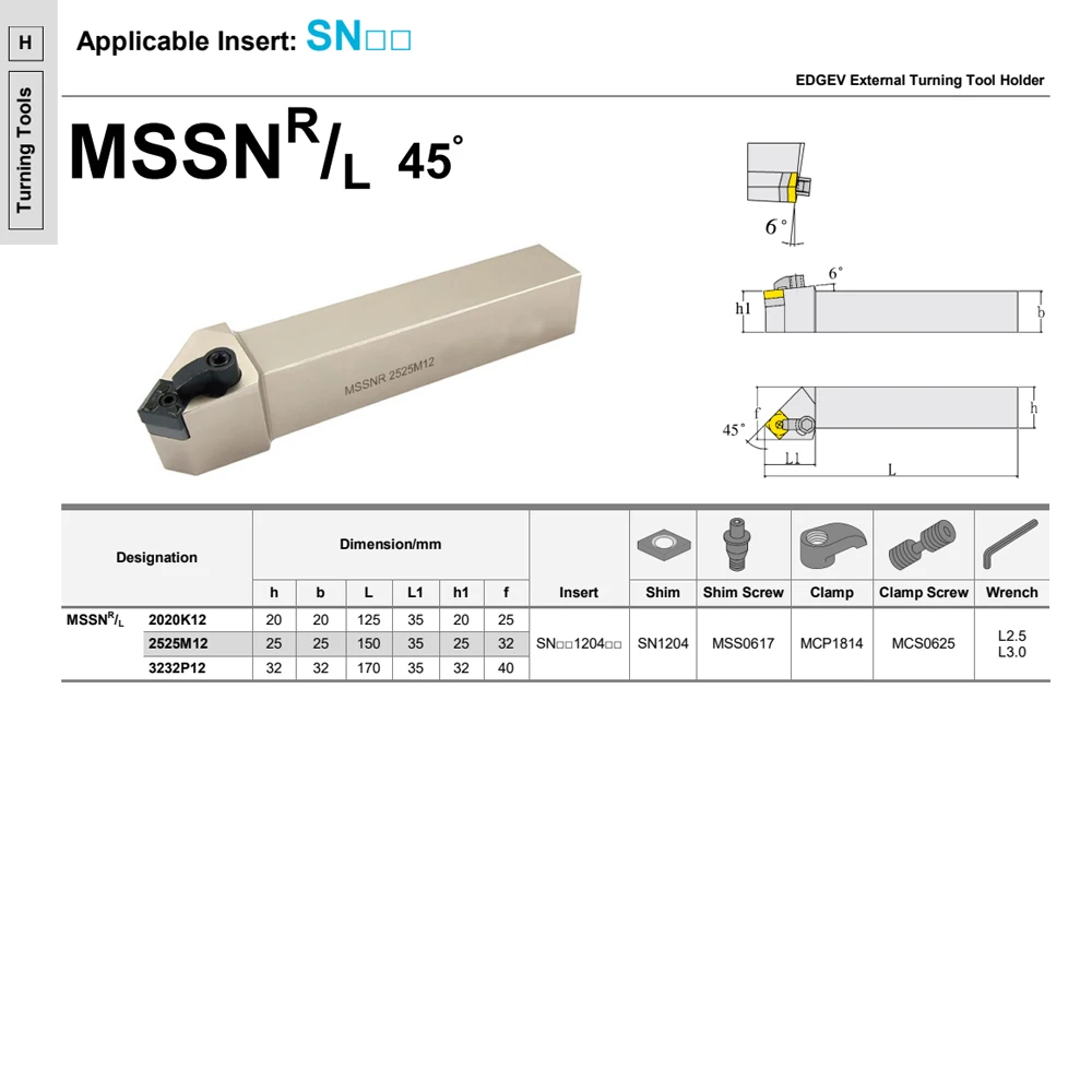 MSSNR2020K12 MSSNR2525M12 MSSNL2525M12 MSSNR3232P12 حامل أدوات تحول خارجي MSSNR MSSNL أداة مخرطة باستخدام الحاسب الآلي لحامل أدوات SNMG