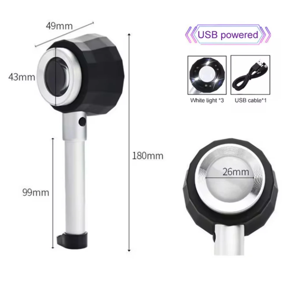 LED Optical Glass Handheld Magnifier With Light Scale And Measurement Scale Outdoor Living Home Improvement Building Hardwar