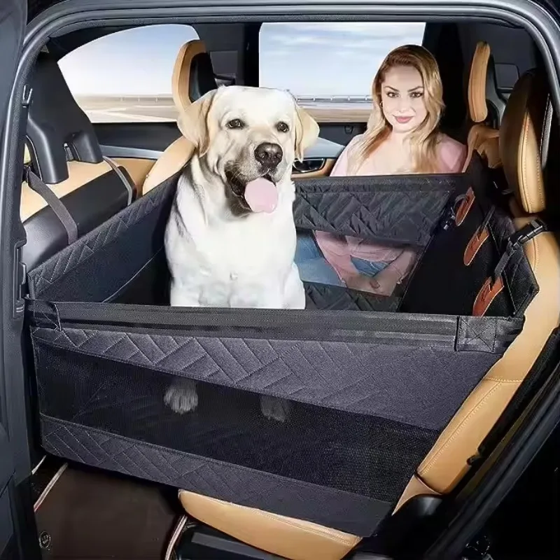 

Dog Car Seat Cover Waterproof Oxford Fabric with Hard Bottom & Pet Hammock Design for Travel All Seasons Use