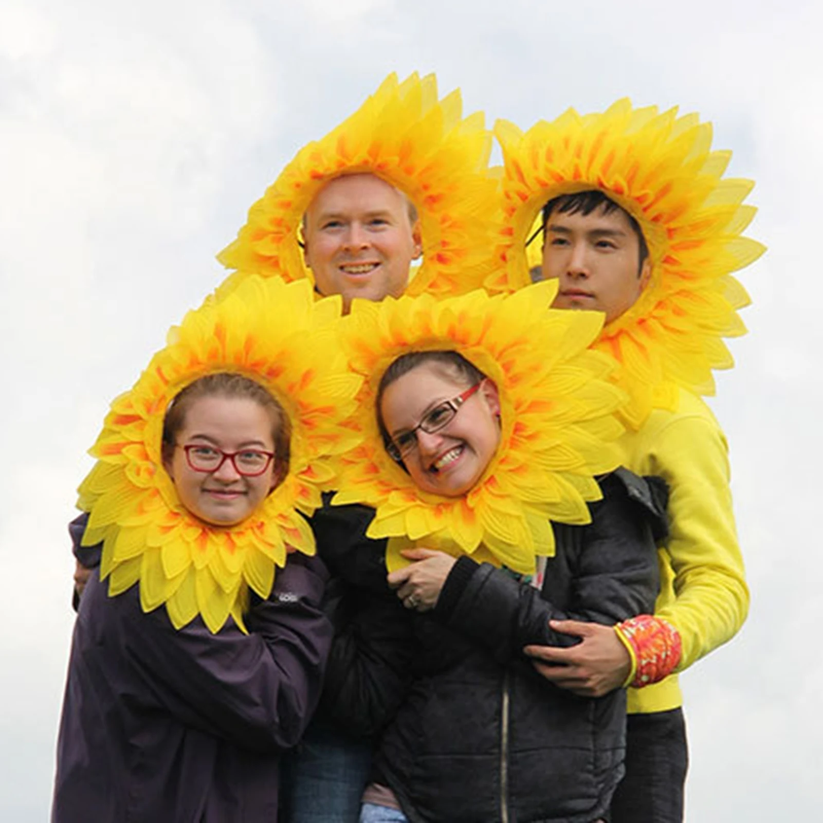 

Забавный костюм подсолнуха, головной убор, шляпа подсолнуха для косплея, капюшон для дня рождения, вечеринки для косплея
