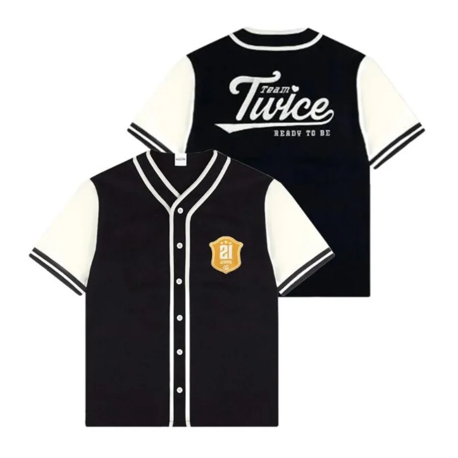 KPOP TWICE READY TO BE Tour Baseball Jersey T-shirt Momo Sana Mina Jeongyeon Tzuyu Jihyo Short Sleeve Graphic Tees KPOP Clothes