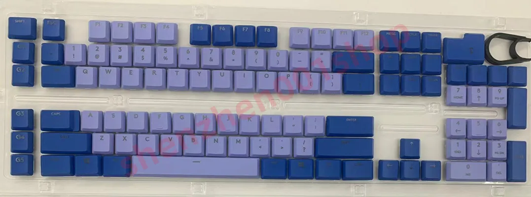 Juego completo de 109 piezas + 2 piezas, para Logitech G813, G815, G913, G915, G913TKLG915TKL, color blanco y azul del Reino Unido