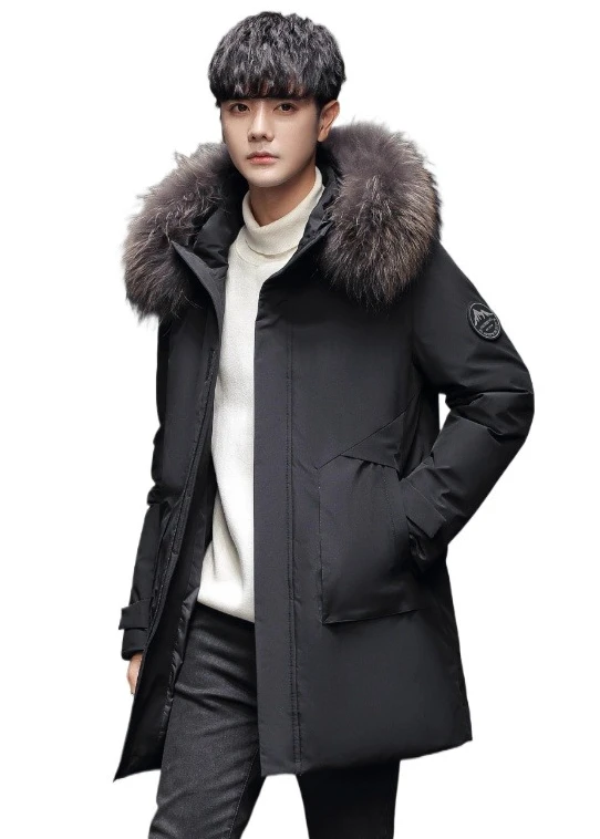 

Мужская модная ветрозащитная теплая повседневная куртка с меховым воротником, зимняя высококачественная комфортная универсальная теплая пуховая куртка