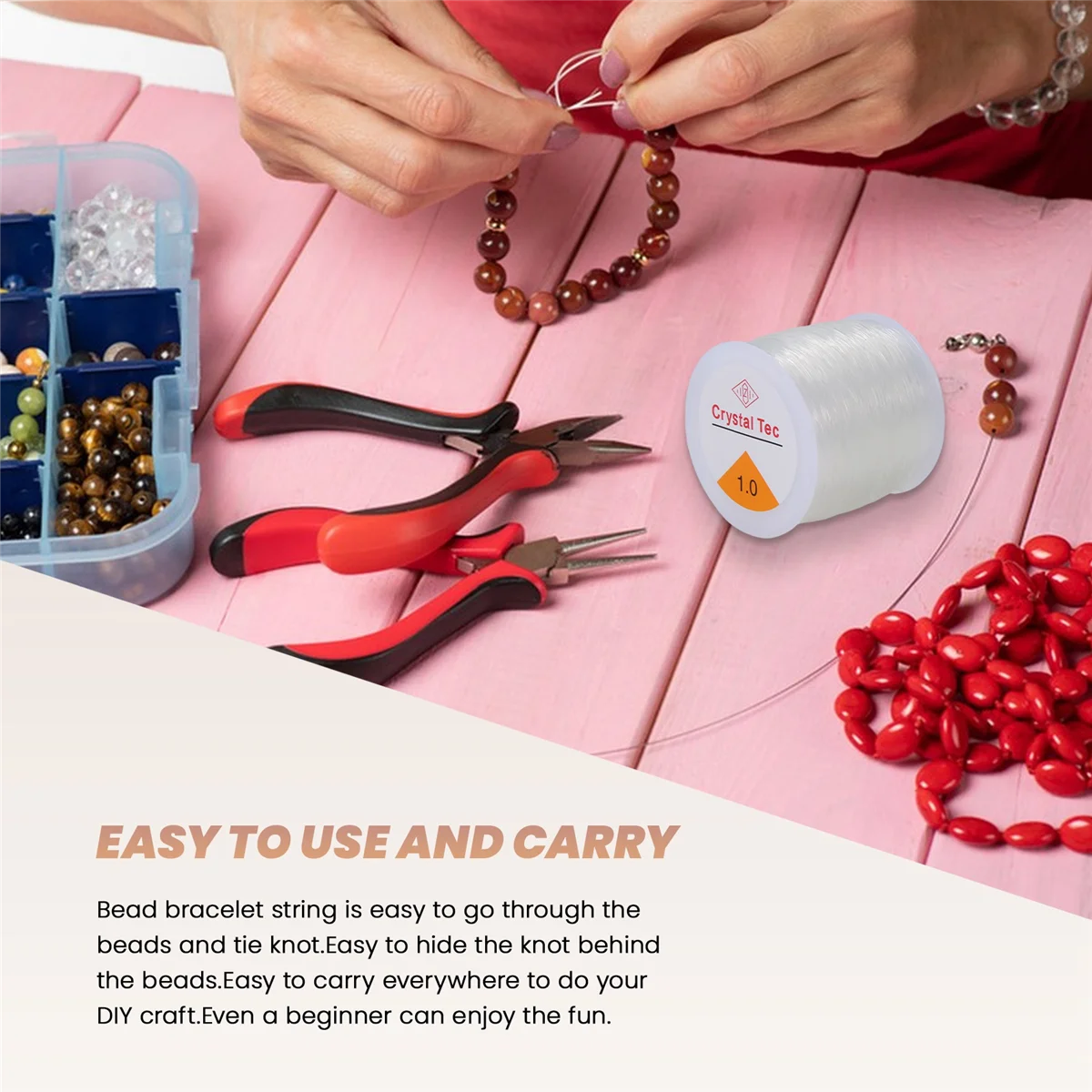 ABQR 1 مللي متر واضح حبة الحبل كريستال مطاطا بسط سوار سلسلة لصنع المجوهرات قلادة سوار الديكور الموضوع 1.0 مللي متر #1