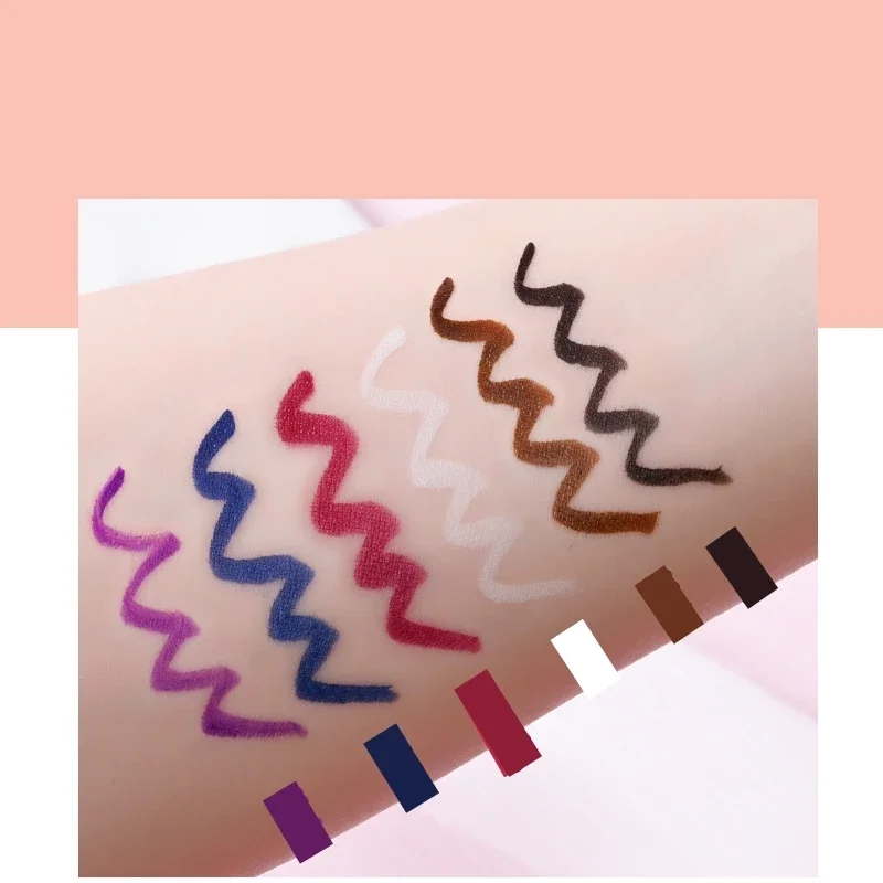 6 Colors Waterproof Blue Liquid Eyeliner Pencil Long-lasting Easy To Wear Matte Eye Liner Black Red White Purple Brown Eyliner