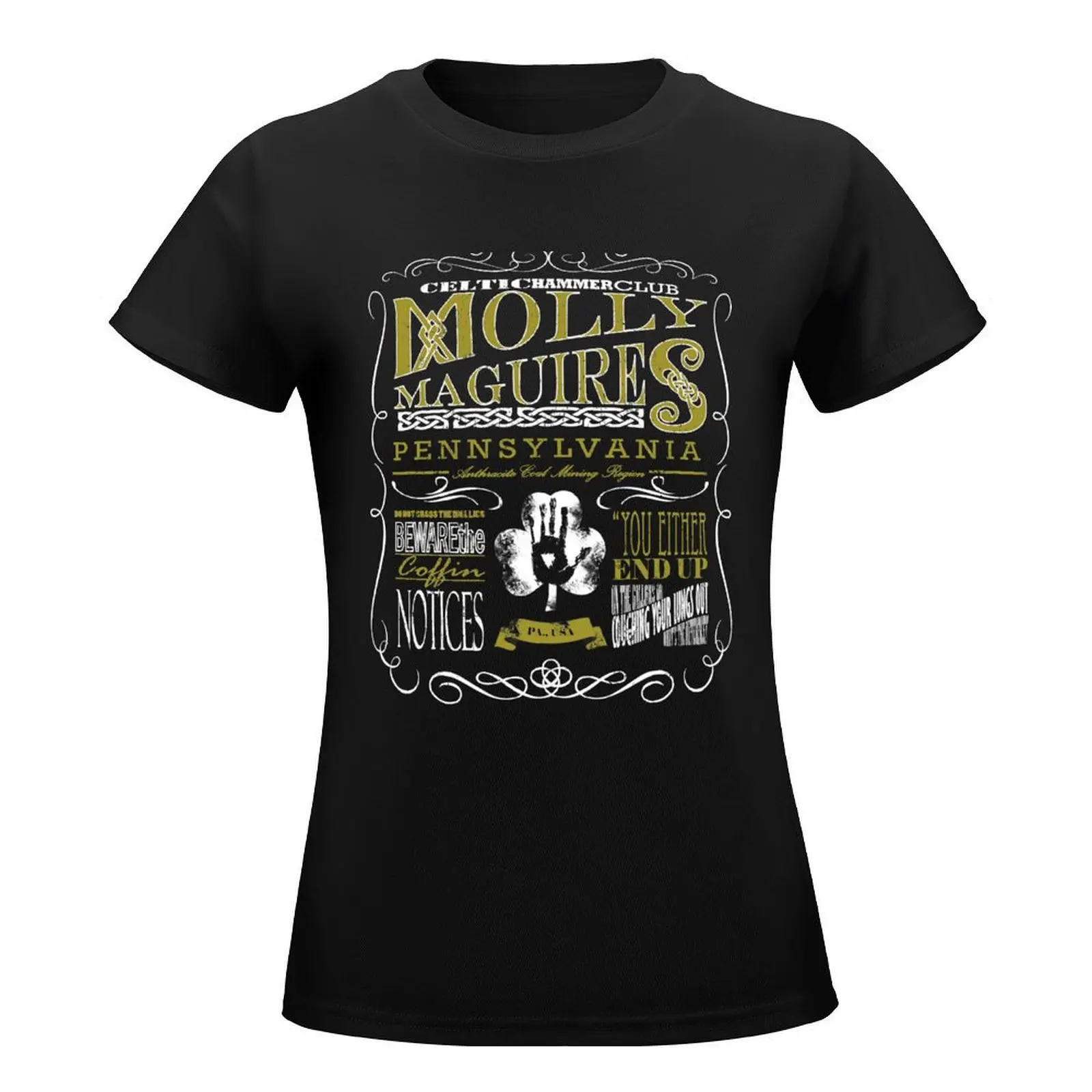 Molly Maguires Vintage Chalk Board Design T-Shirt funny tops summer top t shirts for Womens