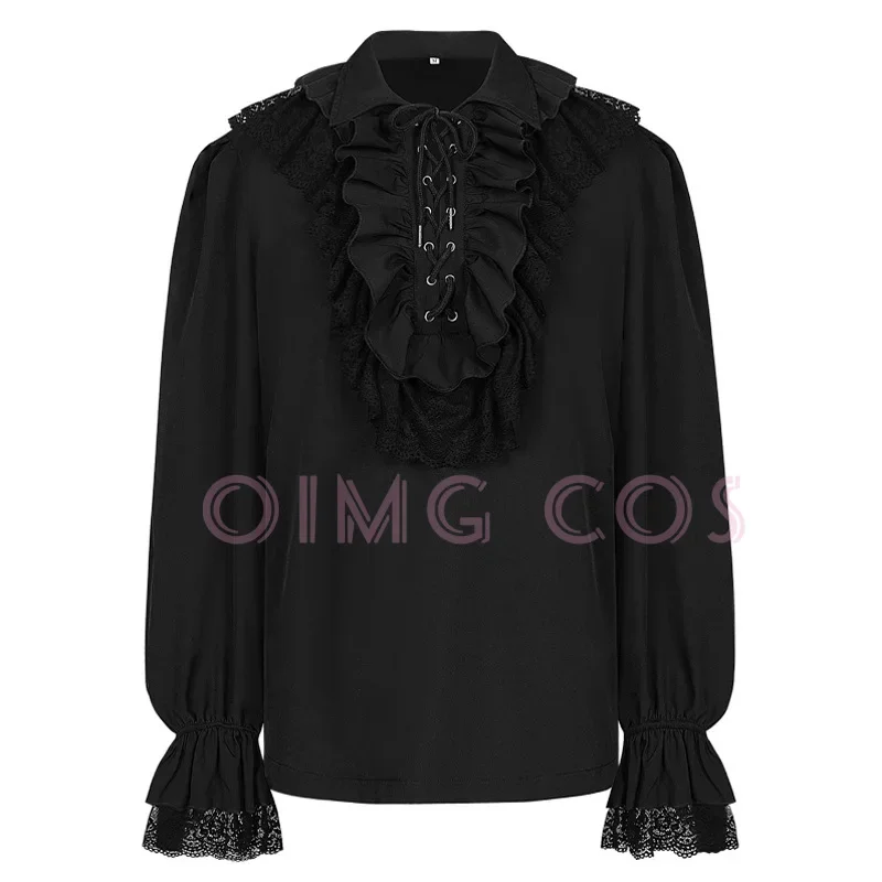 ヴァンパイアルネッサンスシャツビクトリア朝時代のスチームパンクラッフルトップコスプレ男性衣装