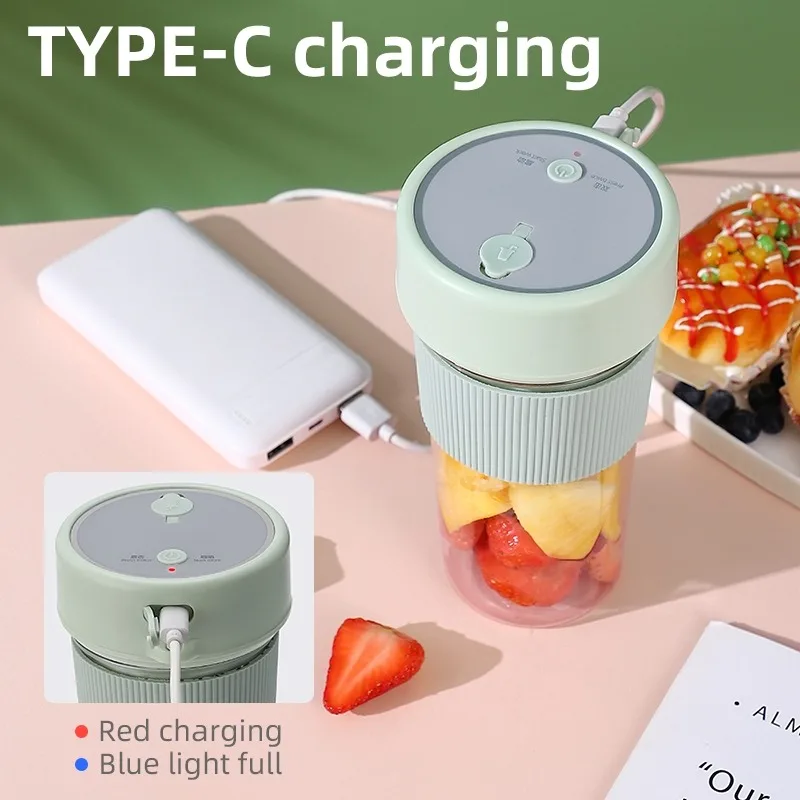 Electric Fruit Juicer Wireless Blender Juice Mixer Portable Juicer with Straw Household USB Charging 6 Blade Gift Juice Cup