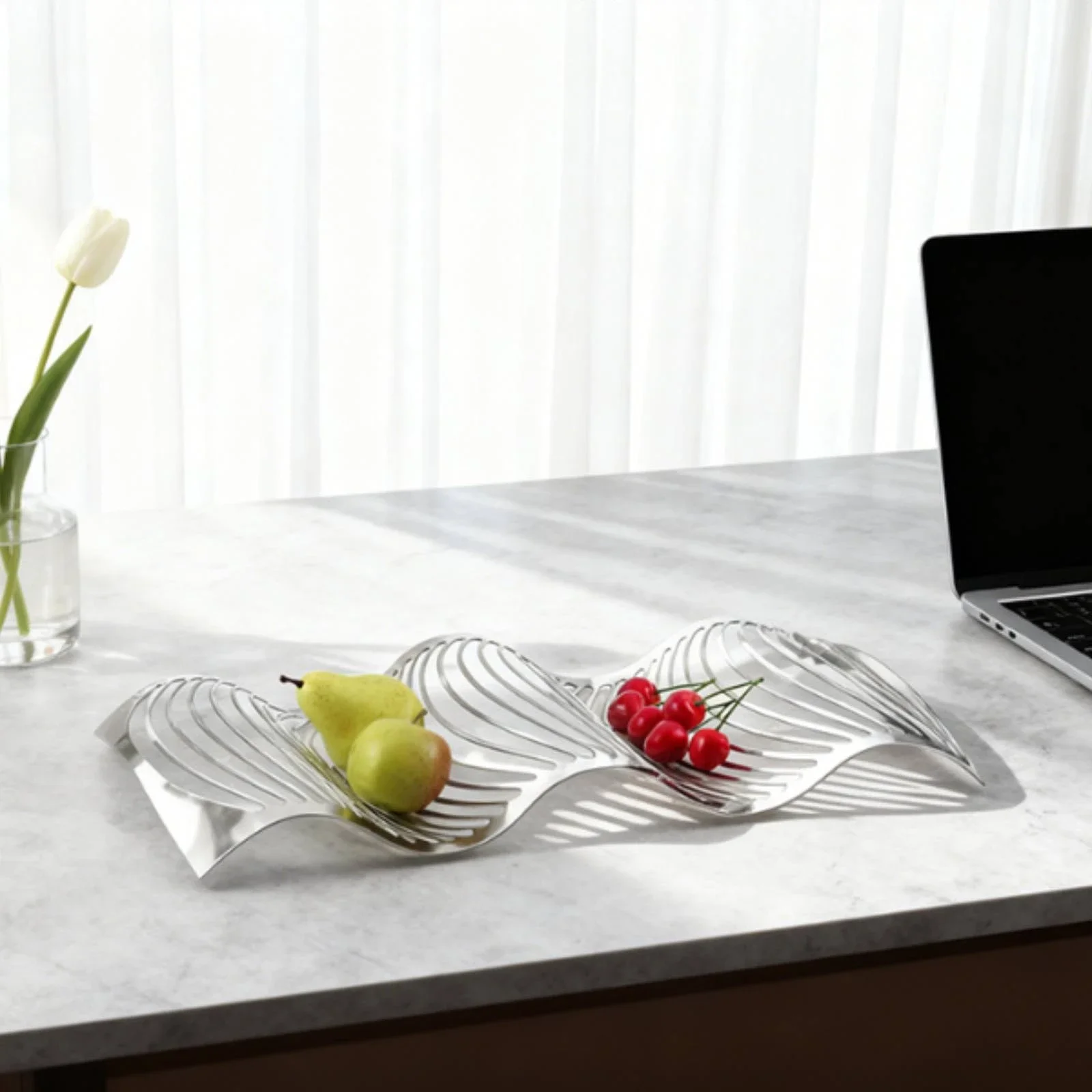 Decorative Tray Metal Fruit Tray Centerpiece Modern Serving Platter Stylish for Coffee Table, Countertop