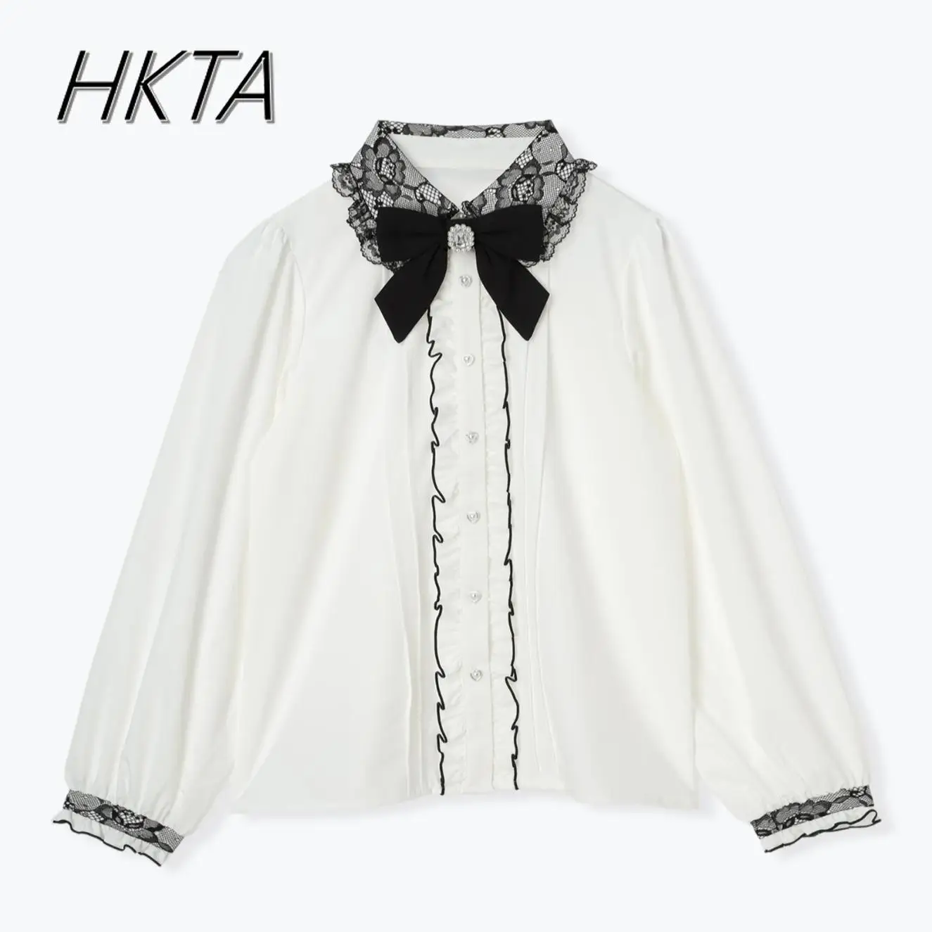 

Japanese Blouse Women Spring Autumn Basic Bow Button Shirt Sweet Cute Lolita Blusas Blusas for Girls Femininas Elegantes Tops