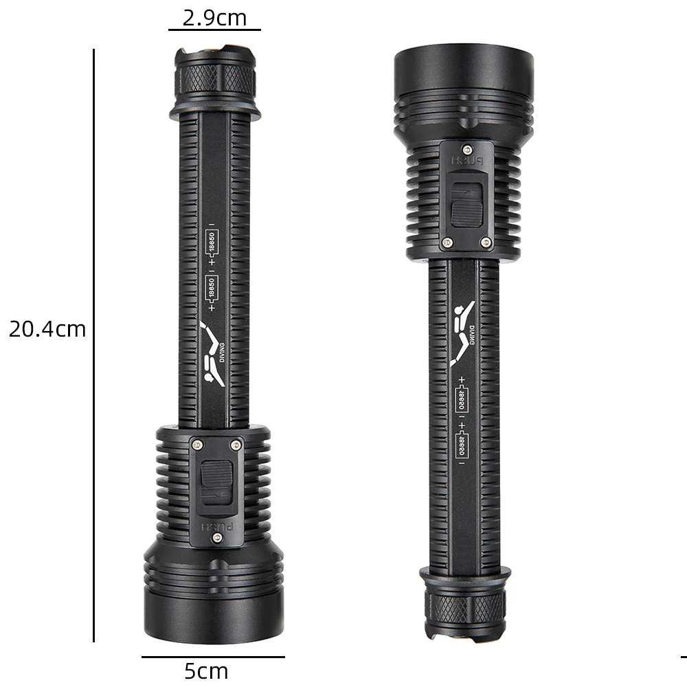 Imagem -02 - Luz de Mergulho Subaquático Xhp70.2 Led Lanterna Mergulho 18650 Ip68 à Prova Dip68 Água Submarino Tocha para Esportes Subaquáticos ao ar Livre