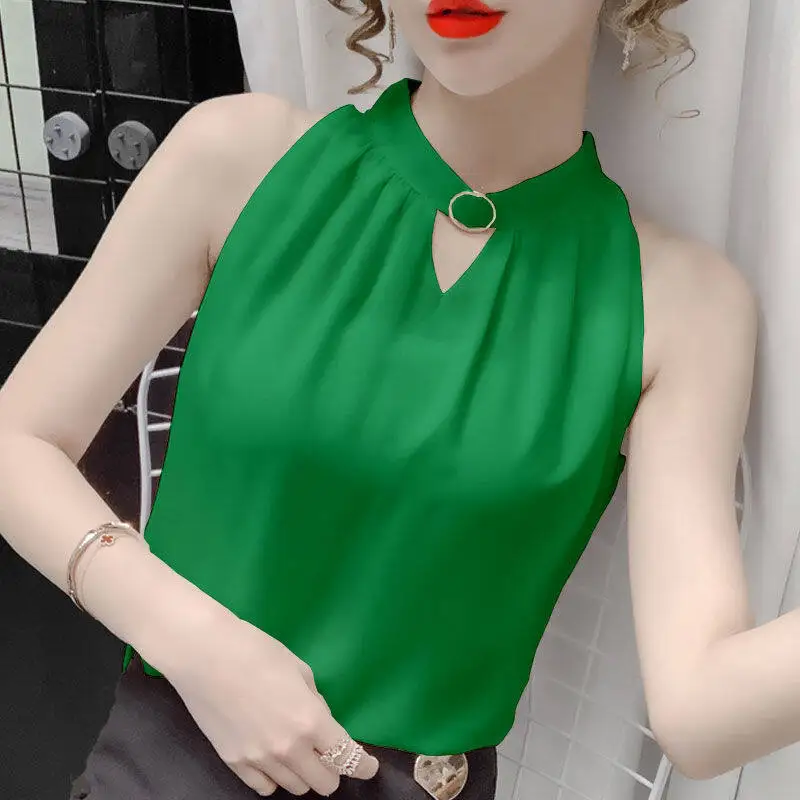 Sleeveless Tops Women Fashion Simple Loose Red Blouse Summer New Office Bottoming Shirt Plus Size