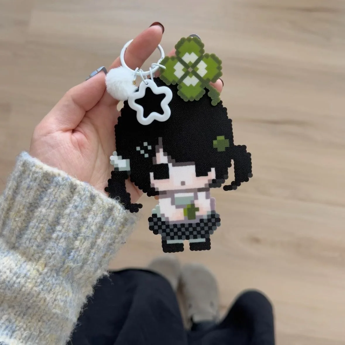 Japanese Cute Little Pendant Is Still A Little Girl Keychain Four-leaf Clover Bag Pendant Cute Student Keychain Non-pindou Gift