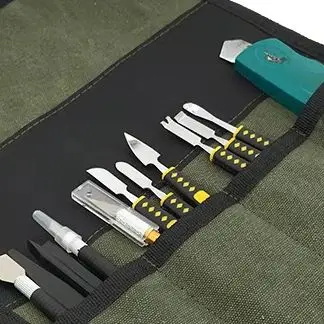 

Multi Functional Woodworking Tool Storage Bag With Carving Chisels Durable Canvas For Woodworkers And DIY Enthusiasts