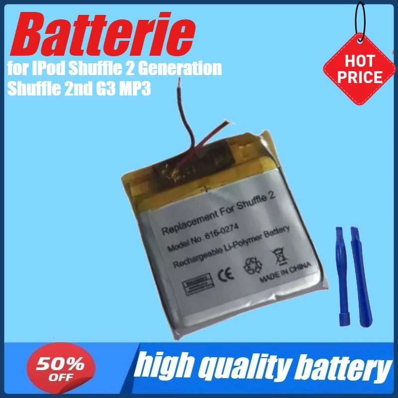616-0274 616-0278 Battery for IPod Shuffle 2 Generation Shuffle 2nd G3 MP3, G2 1GB, with Repair Tools