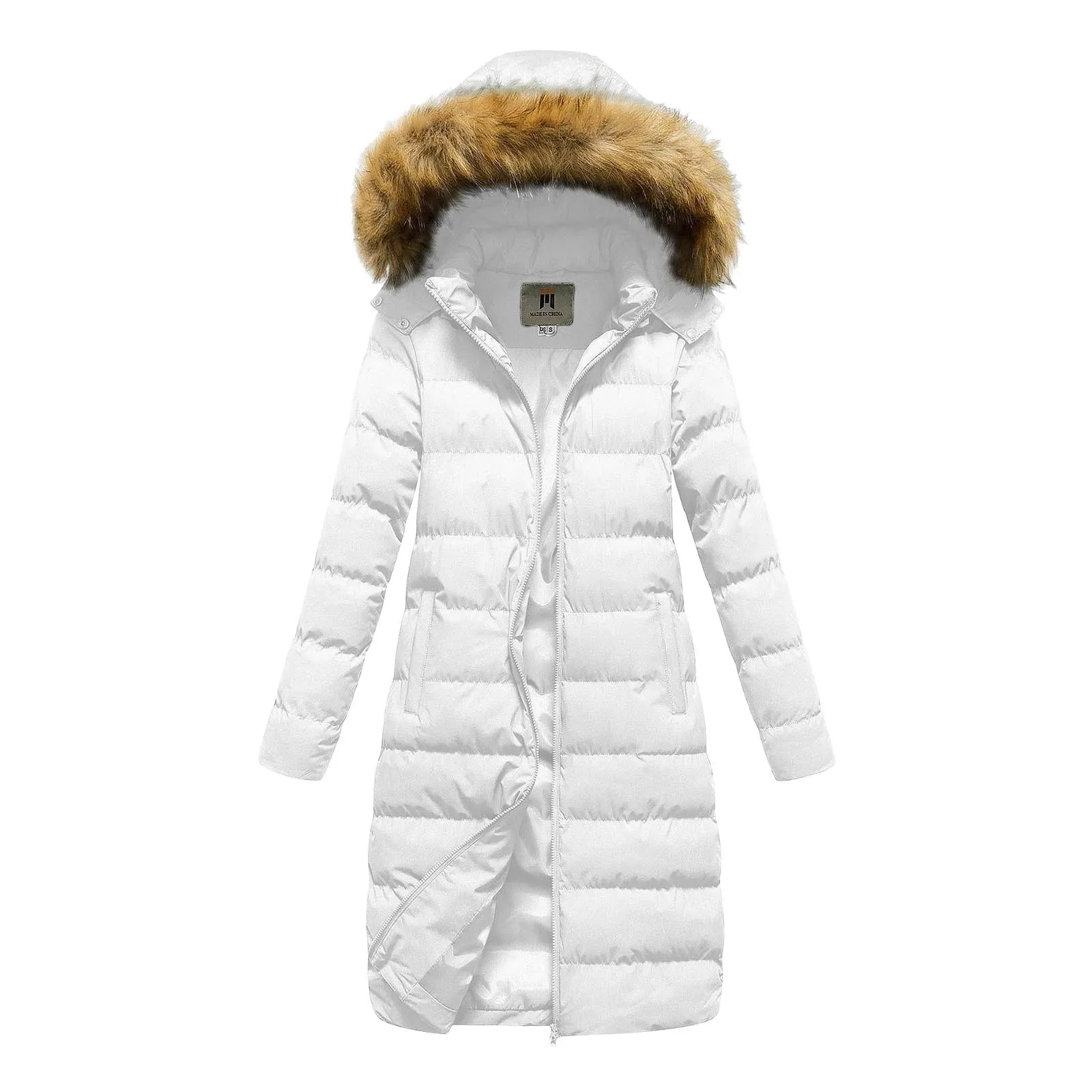 Women'S Winter Faux Jacket With Down Insulation Jacket And Detachable Hood Plus Size Jacket Women Long Parkas Warm Female Coat