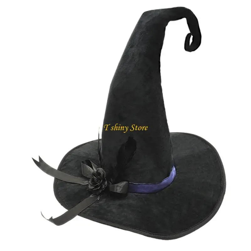 

N58F Elegant Role Play Witch Hat Lightweight Practical Halloween Party Accessory