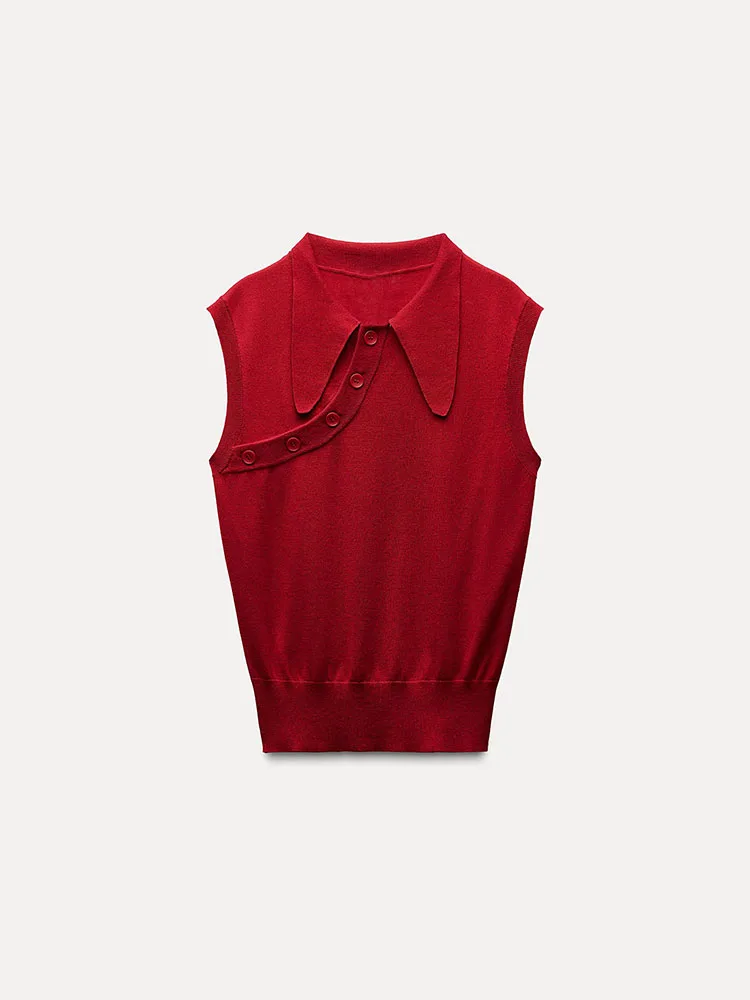 Nueva llegada de primavera, prendas de punto sin mangas de Color sólido ajustadas para mujer, moda adeazante, estilo chino,...