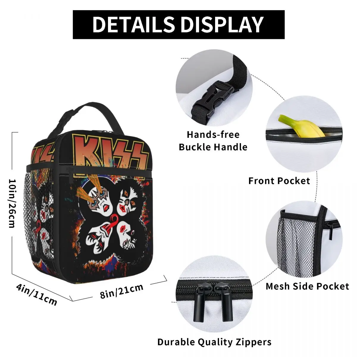 Rock Catman Demon Kiss Band Rock And Roll Thermal Insulated Lunch Bags School Portable Box for Lunch Thermal Cooler Food Box