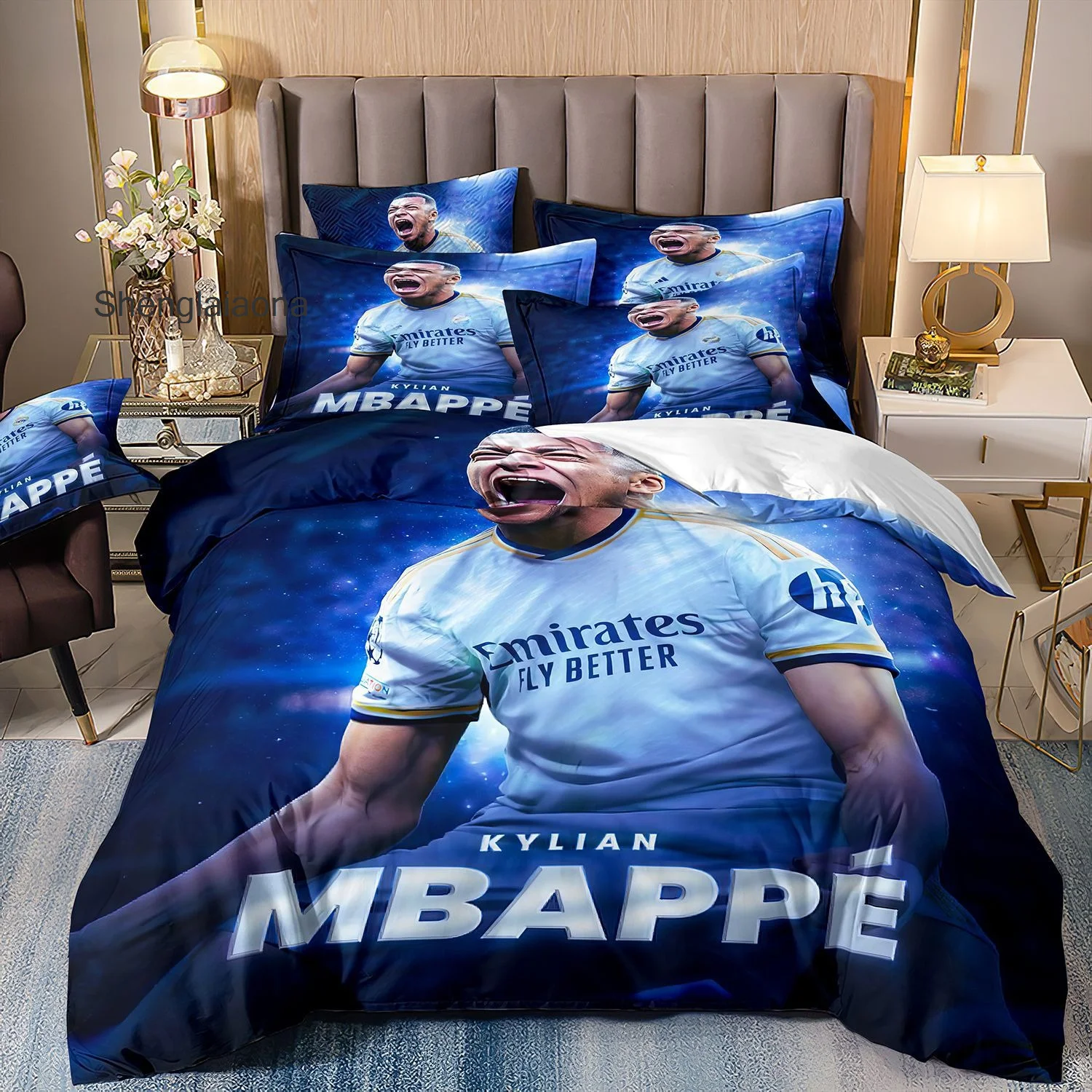 Soccer Star Kylian Mbappe Copripiumino 3D K-Kylian Mbappé Stampa Set Di Biancheria Da Letto Mbappe Copripiumino Trapunta Letto Giovani Bambini Ragazza-image