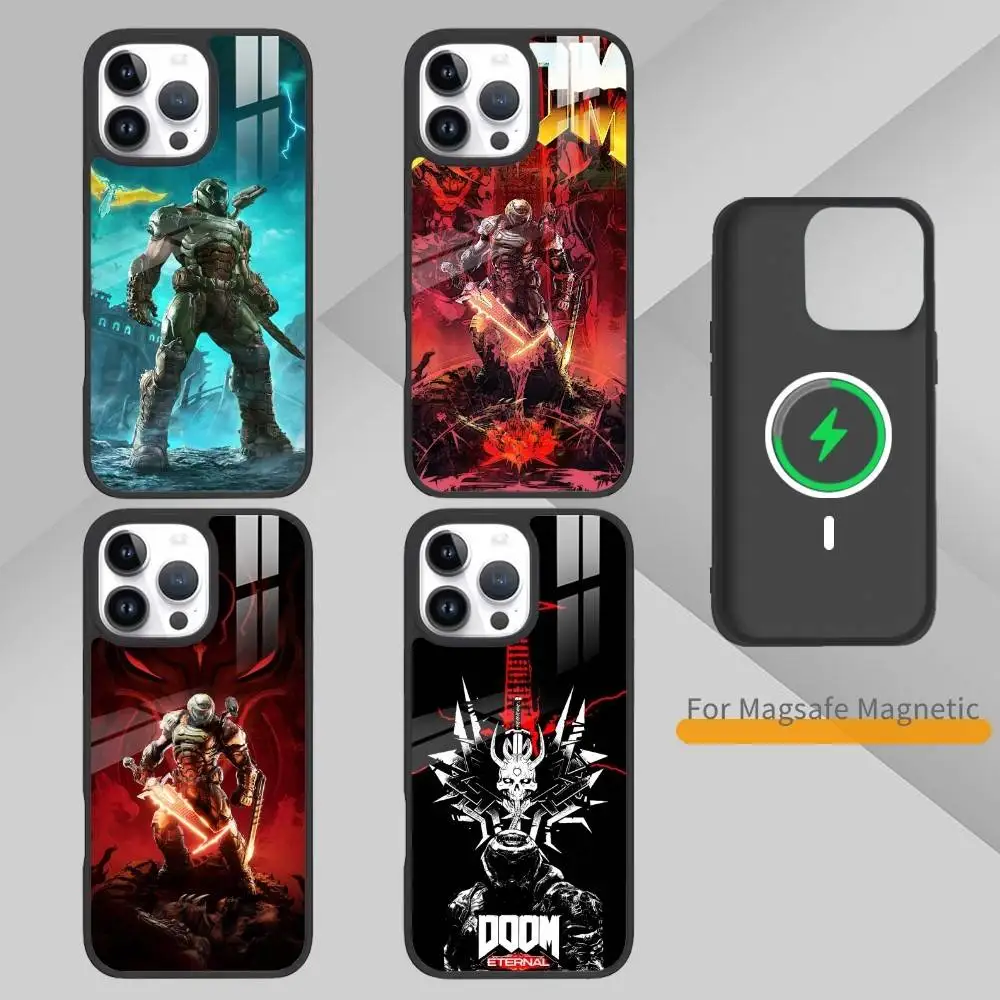 

G-Game D-doom Phone Case For iPhone 14,16,15,13,17,12,Plus,Pro,Max Magnetic For Magsafe Frosted Cover
