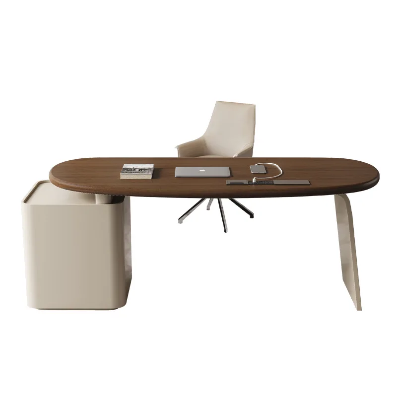 Modern minimalist desk, home desk, high sense, saddle leather, writing desk, light luxury style