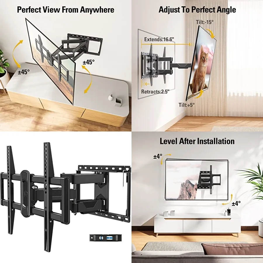 

UL Listed TV Wall Mount for Most 42-84 Inch TV, Full Motion, with Swivel and Tilt, TV Bracket with Articulating Dual Arms, Fits 16inch Studs, Max VESA 600X400 mm, 100 lbs