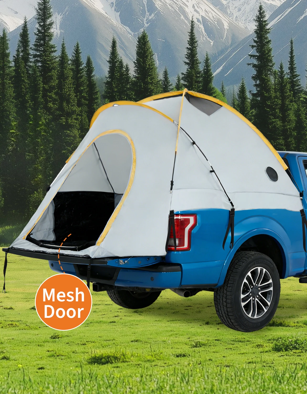 Wasserdichtes PU3000 Dachzelt für Pickups - Doppelschichtiges Outdoor-Campingzelt für 2-3 Personen - Inklusive Pickup-Zelt & Tragetasche - Passend für 1,5-2,5m Laderaum - Einfache Montage - Geeignet