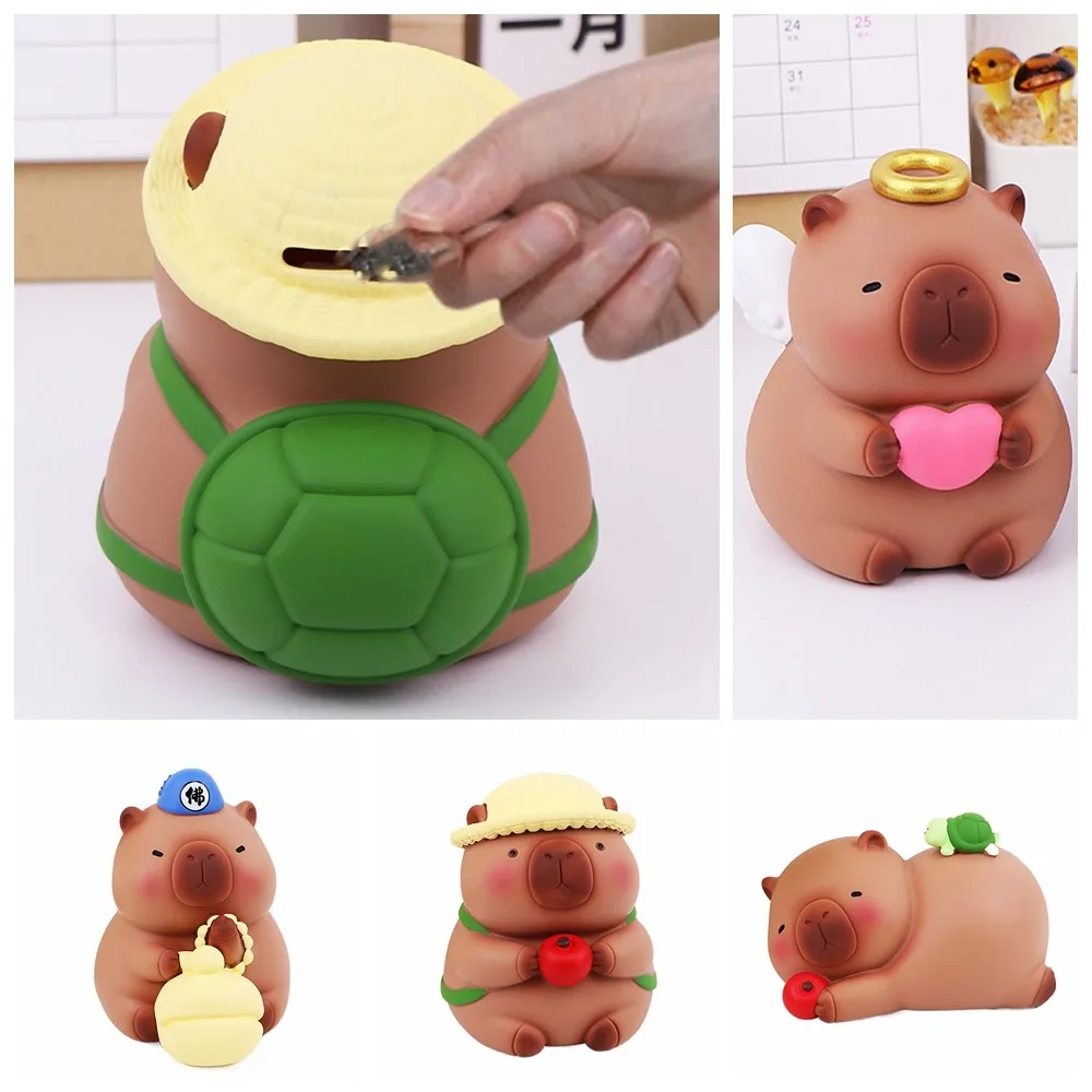 저금통 탱크 카피바라 돼지 저금통 대용량 장식 카피바라 돈 상자 만화 Collectible Capybara Kids Storage Box