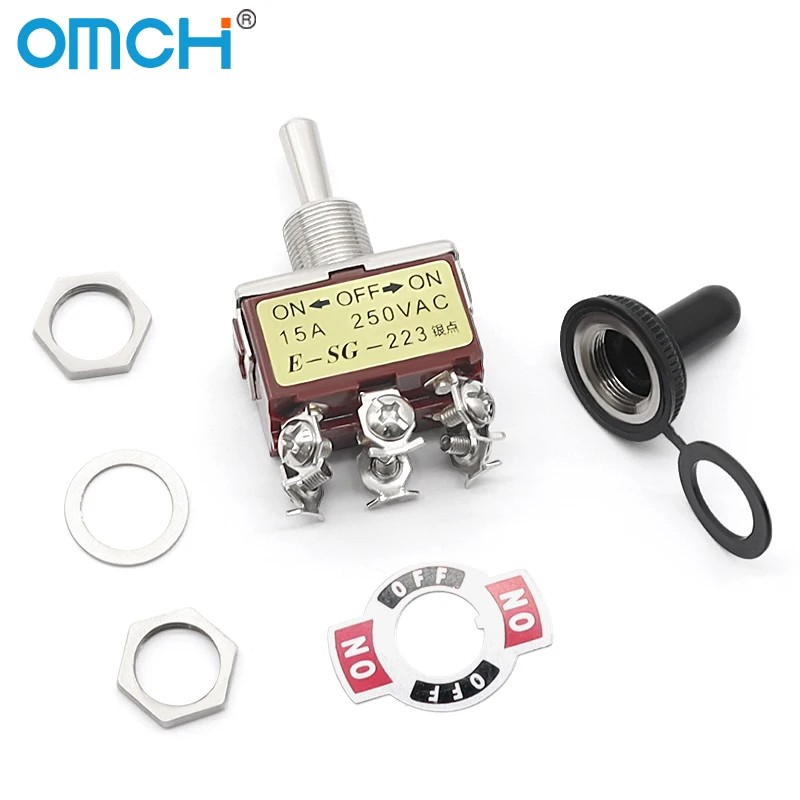 OMCH 1/5/10PCS 15A 250VAC Silver Contact Toggle Switch E-SG Series 2/3/4/6/8/9/12 Pin 2/3 Gear Self Reset/Self-Lock