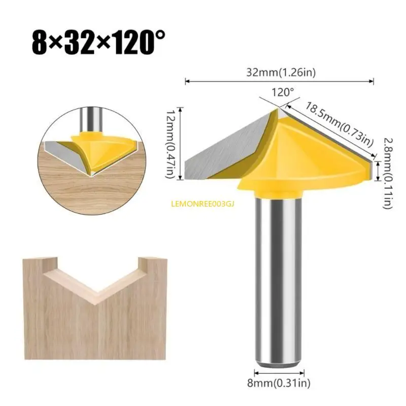 M4YC 8 mm Shank v Flute cacbide End Mill Bộ định tuyến Bit phù hợp với chế biến gỗ tiết Khắc với 60 90 120 150 Độ