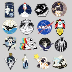 Cartoon Space Astronaut Enamel Pin Cute Spaceship Planet Whale Metal Badge Kids Brooch Fashion Clothes Bag Accessories