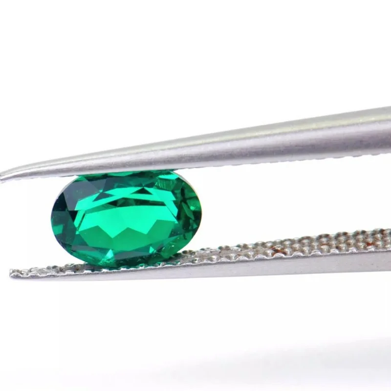 Laboratory-Grown Emerald Zambia Egg-Shaped Loose Gemstone In Stock Wholesale Artificial Regenerated Emerald