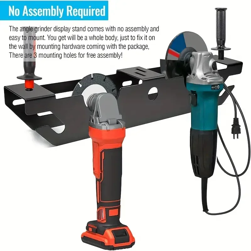 

Cross-border hot-selling metal angle grinder bracket, wall-mounted double-slot tool storage rack, self-contained cable
