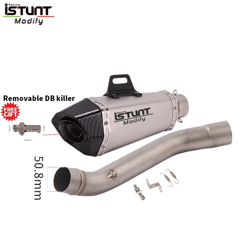 Voor Kawasaki Z750 2004-2008 Motorfiets Uitlaat Tips 51mm Uitlaat Slip Op Midden Link Pijp Met DB Killer roestvrij Staal Escape
