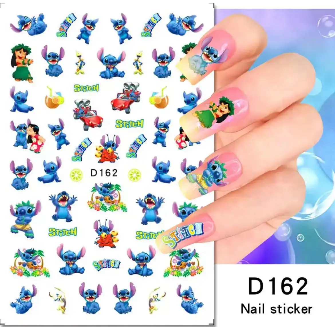 1Pcs Cartoon Disney Cartoon Stitch Mickey Nail Sticker Cute Sanrio 3D Hello Kitty Nail Art Accessories Sliders For Nails Sticker