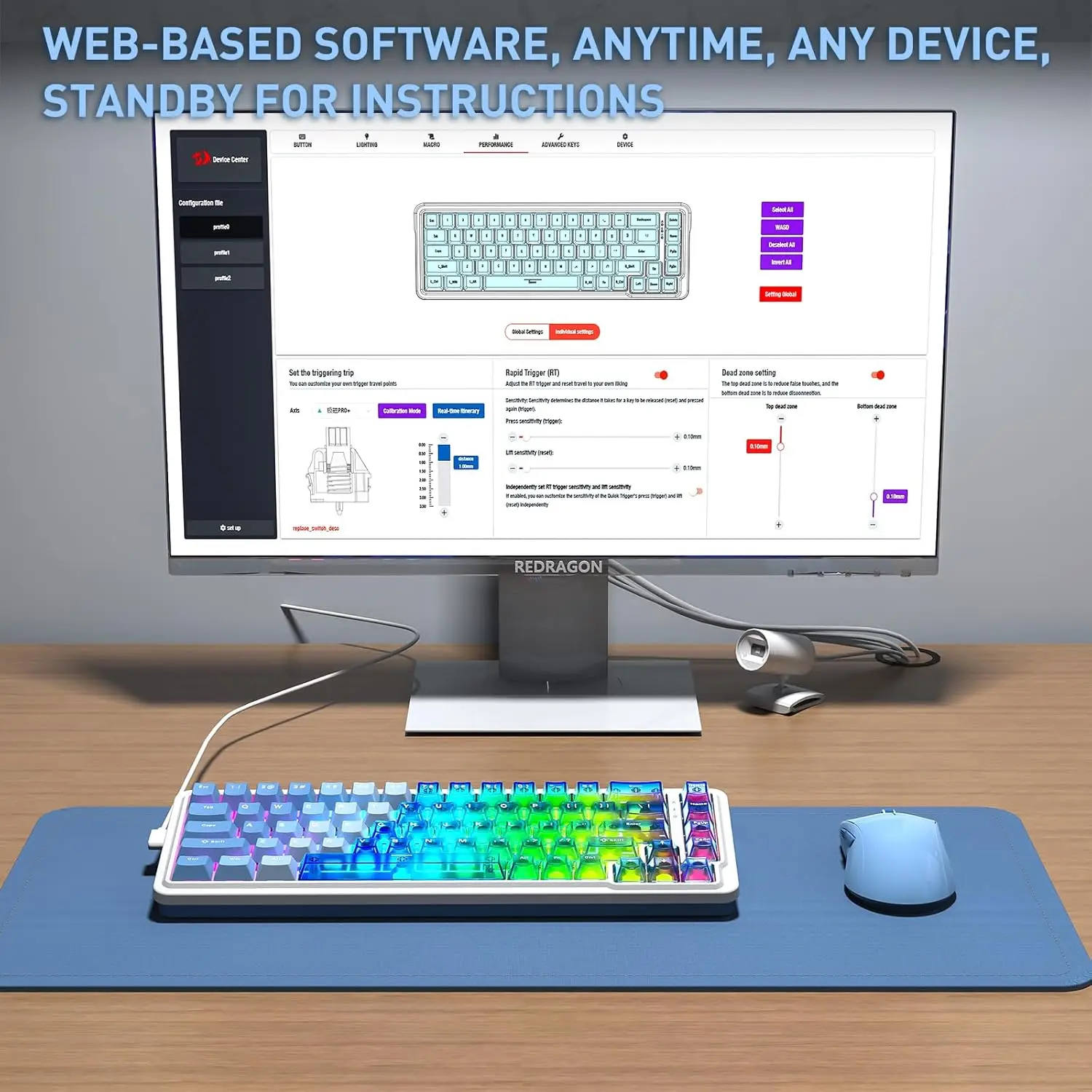 لوحة مفاتيح الألعاب Redragon K709 HE Rapid Trigger، لوحة مفاتيح ميكانيكية سلكية 8K مع مفتاح مغناطيسي حريري من Next-Gen UltraMag 100% POM